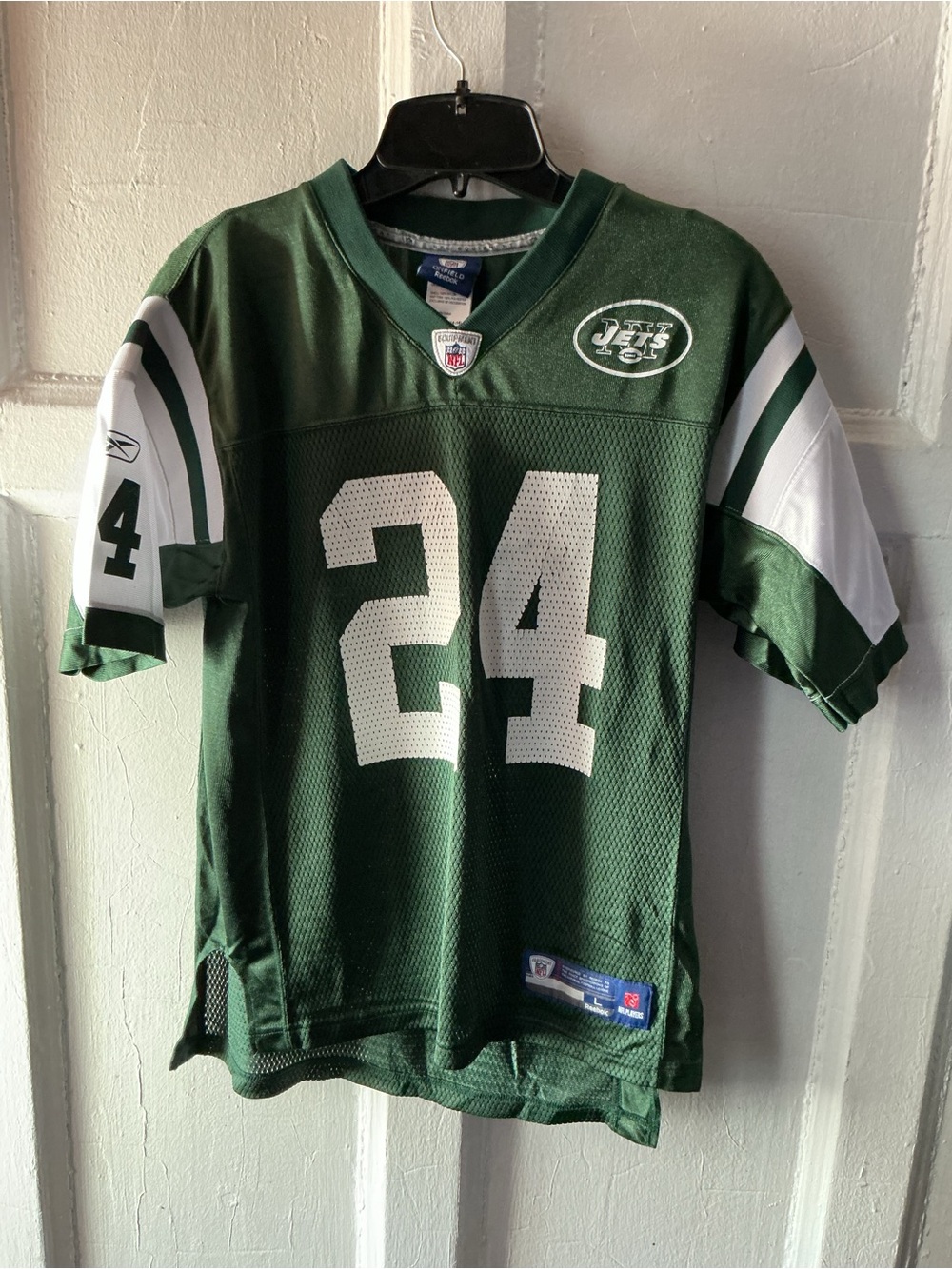 Darrelle Revis NFL Green and White #24 Jets Football Jersey